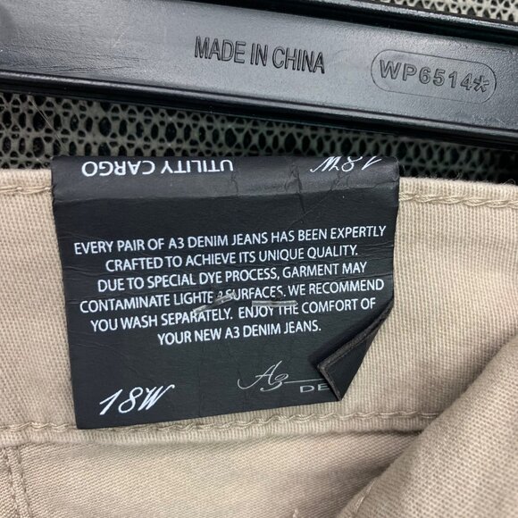 A3 Denim Womens Utility Cargo Pants Beige 18W - Picture 5 of 12